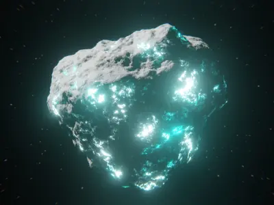 Procedural Sci Fi Glowing Asteroid - Space Rock 3D Model 3D model