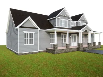 Classic Style Porch Family House 3D model