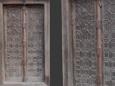 Antique Wooden Door 3D Scan Low-poly 3D model