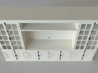 French Casement Media System Distressed White 3D model