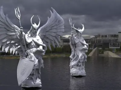 Waterfront Angel with different helmets 3 designs 3D model