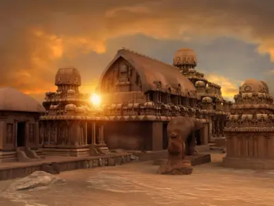 Mamallapuram Pancharatha temple 3D model