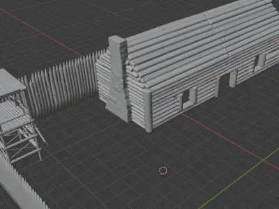 Frontier Fort Free low-poly 3D model