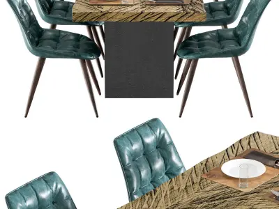 Solid wood table and Rudolf chair from Castle Line 3D model