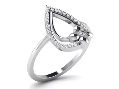 Light Weight White Gold Diamond Ring DR-6346 3D print model