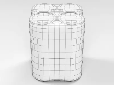 4x 250ml Sleek cans in a plastic shrinkwrap 3D model