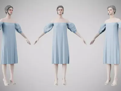 Dress 15 Light Blue Low-poly 3D model