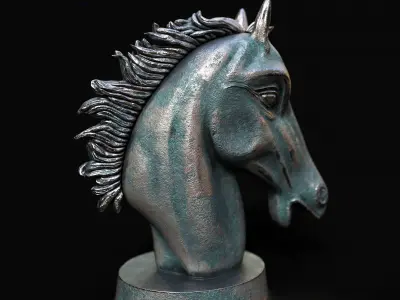 Horse head sculpture Low-poly 3D model
