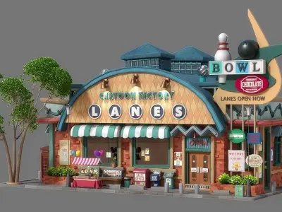 Cartoon House 02 3D model purchase