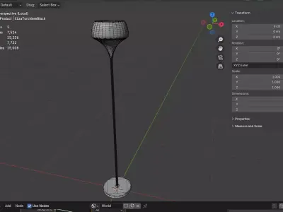 Modern Minimalist Torchiere Floor Lamp in Matte Black - Eliza Low-poly 3D model