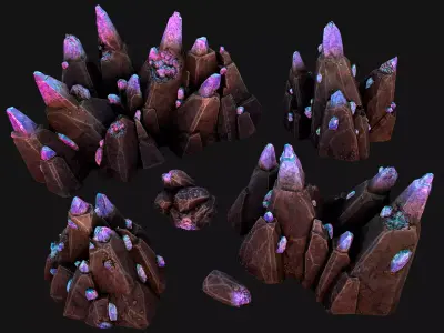 Crystal Obsidian Rocks Mineral Low-poly 3D model