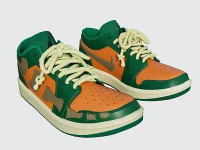 DINO 2 Air Jordan 1 PUMPKIN LOW Shoes PBR  Low-poly 3D model