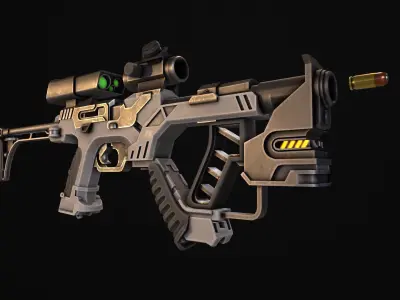 Sci-Fi Gun - Seeker 22 - Modular with Case Low-poly 3D model