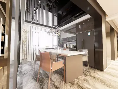 Living Dining  Kitchen and toilet  3D model