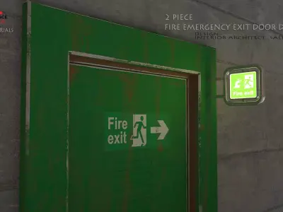  Emergency Fire Exit Door Low-poly 3D model