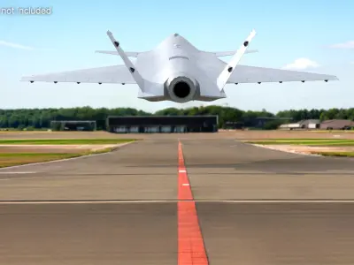  Unmanned Stealth Jet Flying White 