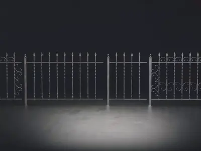 Wrought Iron Decorative Fence Set Low-poly 3D model