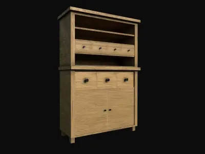 Wood Cabinet Low-poly 3D model