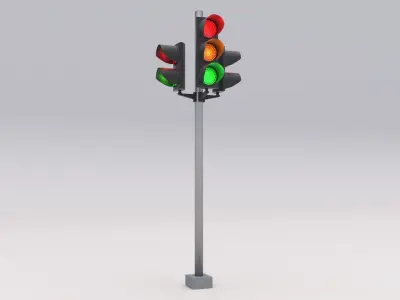 Traffic Light LED 3 Low-poly 3D model
