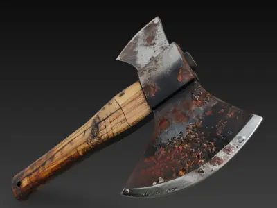 Realistic rusty axe 3D model