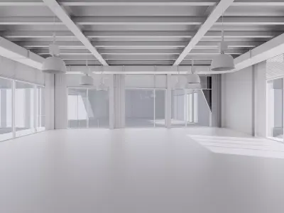 Warehouse Showroom with cafe 3D model