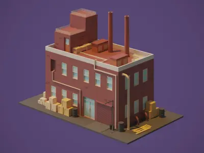 Cartoon Buildings 3D model