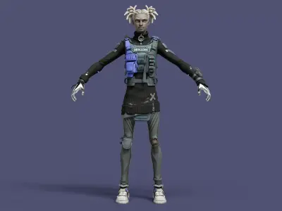 Bytes Cyberpunk Rigged Character 3D model