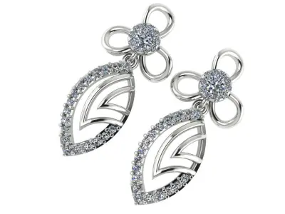 light Wight white gold diamond Earring-Nk-57ER 3D print model