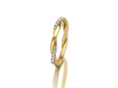 Elegant Diamond Twist Ring in 14K Yellow Gold to the Canvas band 3D print model purchase