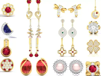 98 LIGHT WT EARRINGS  3D Model Pack