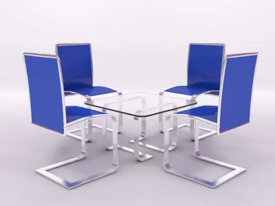 Modern Chair Set with Lighting and Studio Setup 3D model