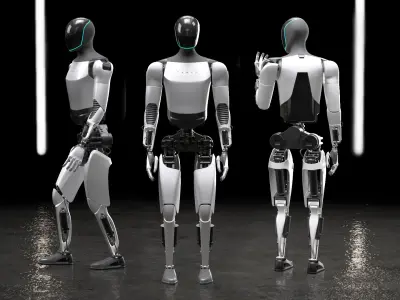  Tesla Optimus Gen 2 Humanoid Robot White Rigged 