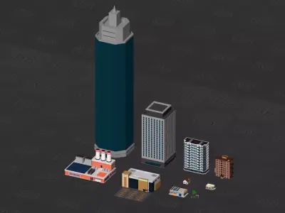 Low Poly City Assets Low-poly 3D model