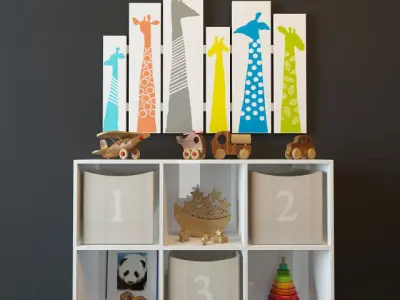 Toy set baby boy nursery wall art 3D model