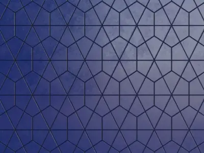 Modern Glossy Cobalt Blue Irregular Polygonal Tiles PBR Seamless Texture