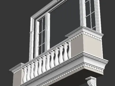 Window with railing 3D model