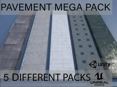 PBR Modular Lowpoly Pavement Mega Pack