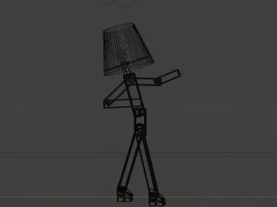 Lamp 3D wooden with man 3D model