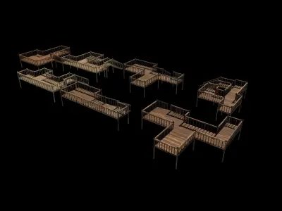 Multi wooden Deck 3D model