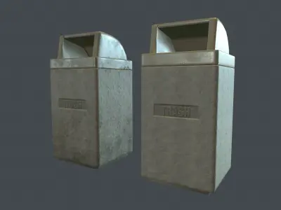 Street Concrete Trash Bin PBR Game Ready Low-poly 3D model
