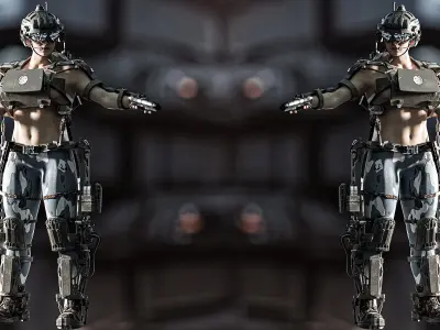 Hot sci-fi soldier 3D model