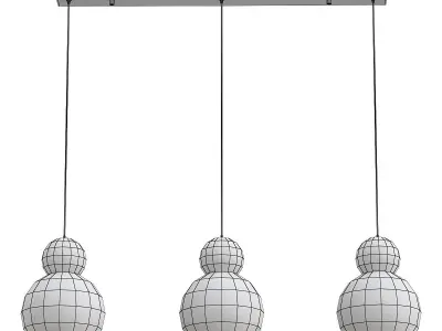 iledex-blossom-c4476-3l-cr three light pendant with glass glo... 3D model