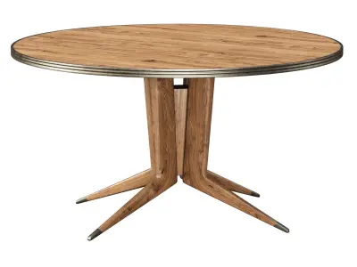 Blick round wooden dining table  Low-poly 3D model