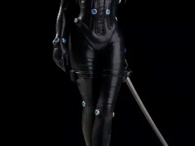 Gantz 3D Model statue of woman holding sword 3D print model