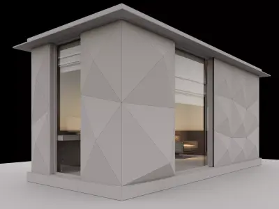 Backyard office with furniture 3D model