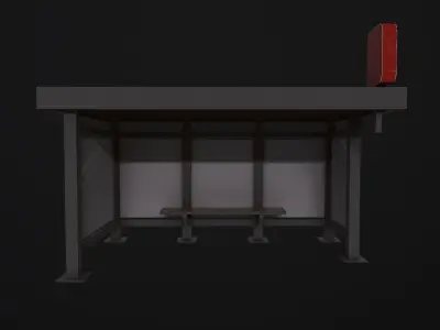 Bus Stop Low-poly 3D model 28