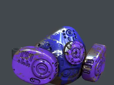 Gas mask helmet 3d model scifi Low-poly Low-poly 3D model