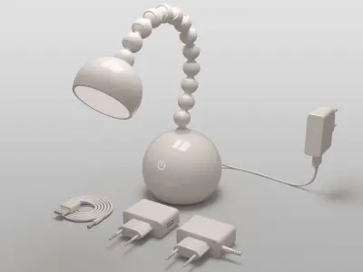 Lamp A with cords and plugs 3D model
