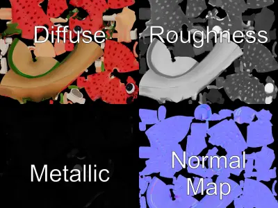 Strawberry Character D Model Rigged and Animated with Hat and... Low-poly 3D model