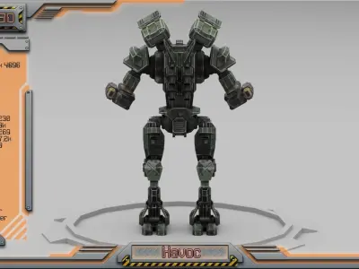 Havoc BattleMech Low-poly 3D model